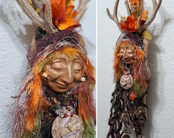 OOAK art doll, turtle and hare spirit, for her gift