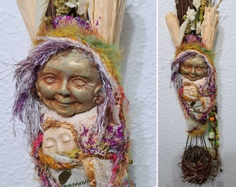 OOAK Crone art doll, Storyteller, Secret Garden