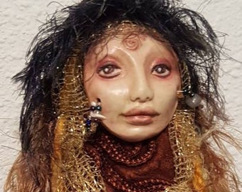 GREEN WITCH, Nature Spirit, Secret Garden, Winter Equinox, Tarot Doll, Healer, Shamanic Altar, Moon Ritual, Pagan Art, Wiccan Figure,