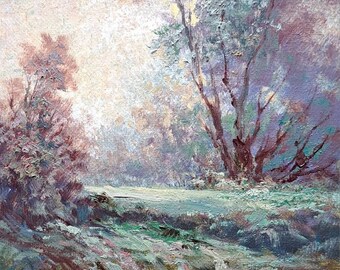 Impressionist landscape, Fine art, stretch canvas, Miniature landscape, Original Art, Oil painting, by Griselda Tello, Serenity creek