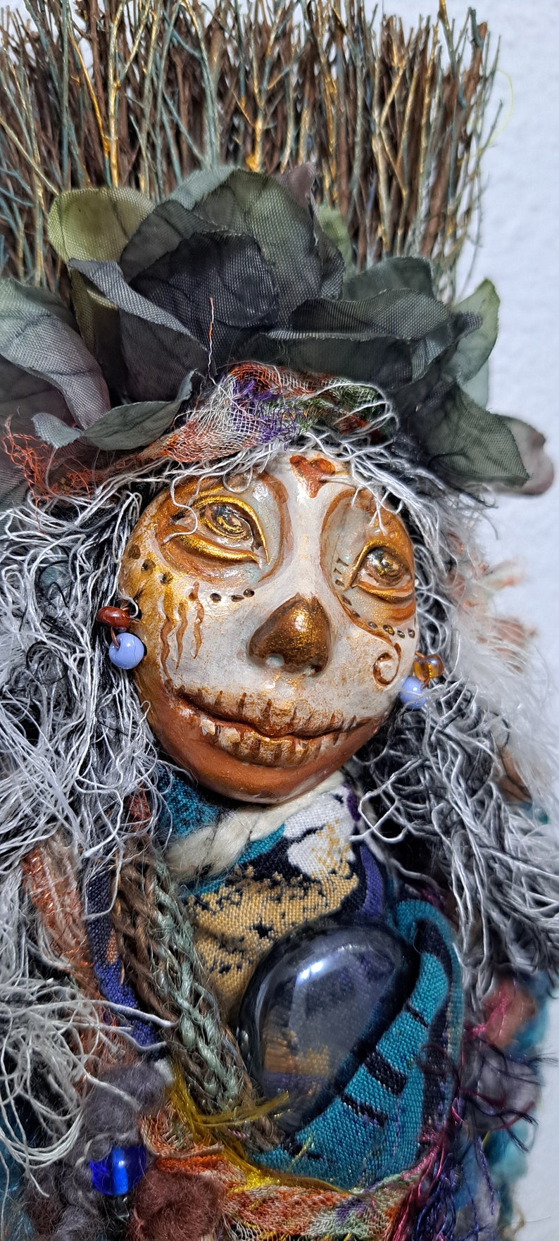 OOAK art doll, Evil eye protection. Sugar Skull image 9