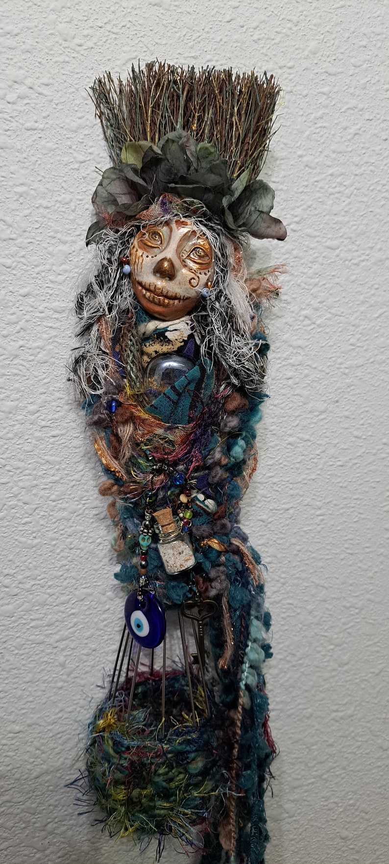 OOAK art doll, Evil eye protection. Sugar Skull image 3