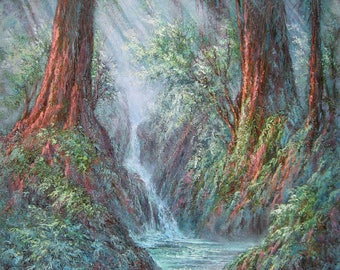 Gift for dad Original Oil Painting Redwood Gulch by awesomeart