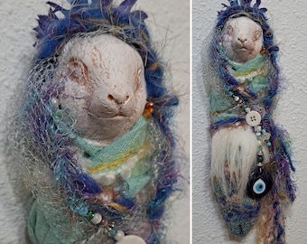 OOAK art doll, hand stitched, Hare Ostara Spirit