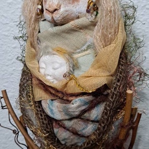 OOAK Art doll, Anthropomorphic Hare Spirit, Nature lover gift image 3
