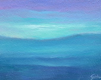 Moonlight, Serenity landscape. Cotton Canvas Panel, Original Art, Acrylic mix media painting, Tonalist Painting,  Griselda Tello