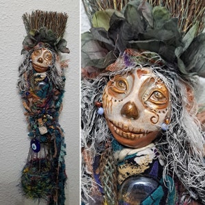 OOAK art doll, Evil eye protection. Sugar Skull image 1