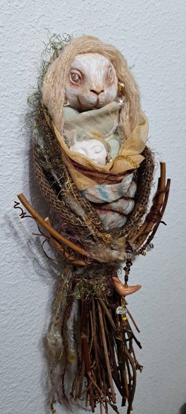 OOAK Art doll, Anthropomorphic Hare Spirit, Nature lover gift image 2