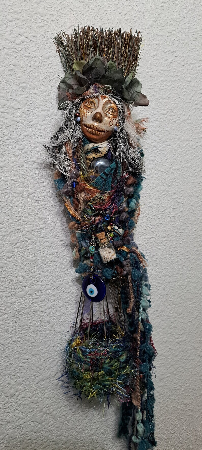 OOAK art doll, Evil eye protection. Sugar Skull image 10