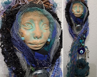 Good luck talisman, OOAK Art Doll, Starry Night