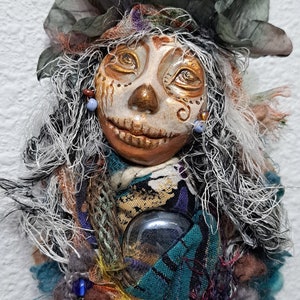 OOAK art doll, Evil eye protection. Sugar Skull image 8