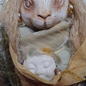 OOAK Art doll, Anthropomorphic Hare Spirit, Nature lover gift image 7