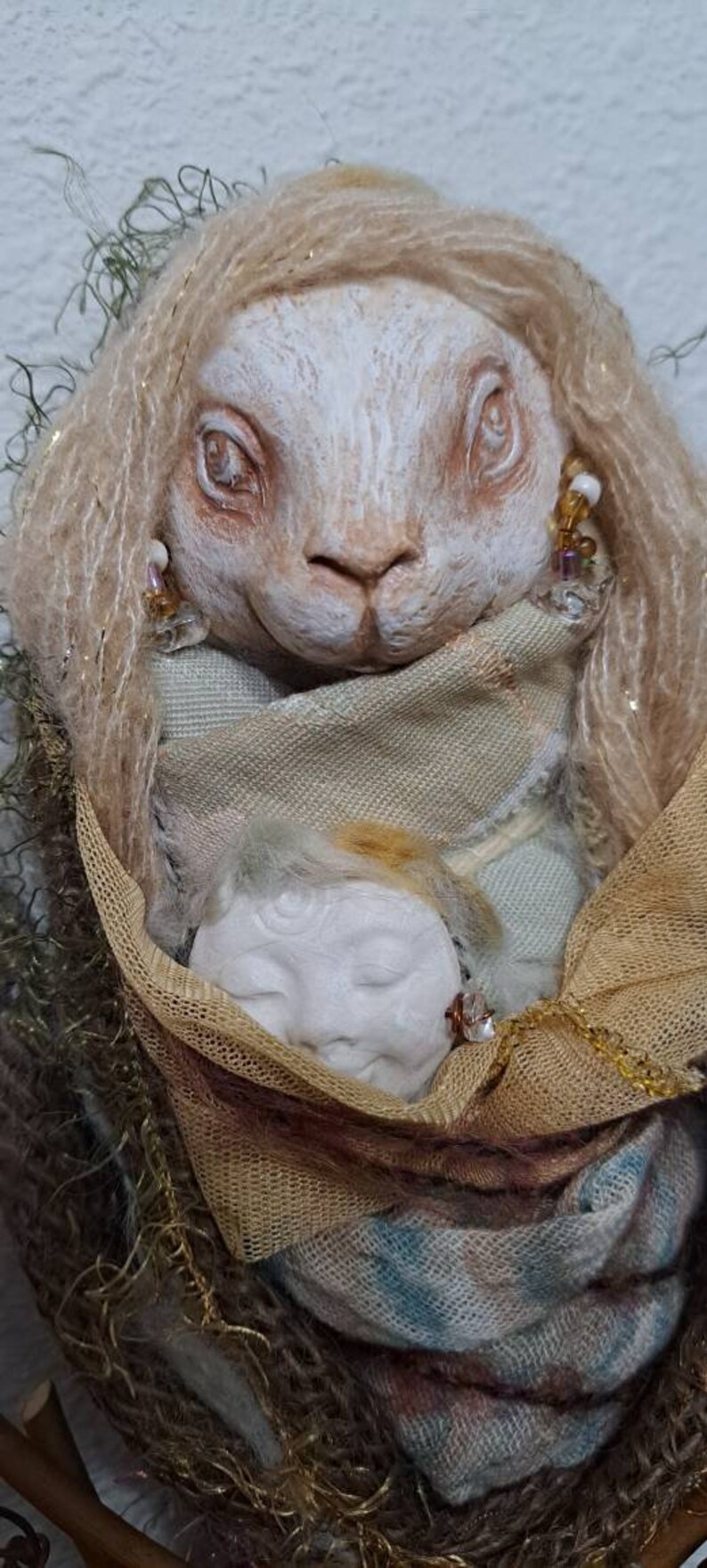 OOAK Art doll, Anthropomorphic Hare Spirit, Nature lover gift image 7