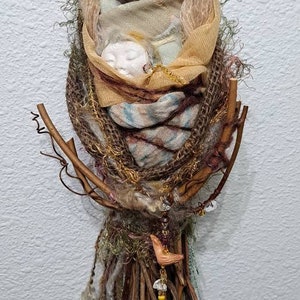 OOAK Art doll, Anthropomorphic Hare Spirit, Nature lover gift image 8