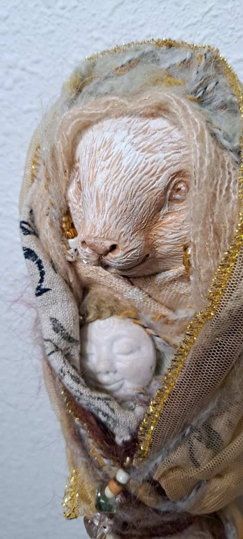 OOAK Art doll, Anthropomorphic Hare Spirit, Nature lover gift image 4