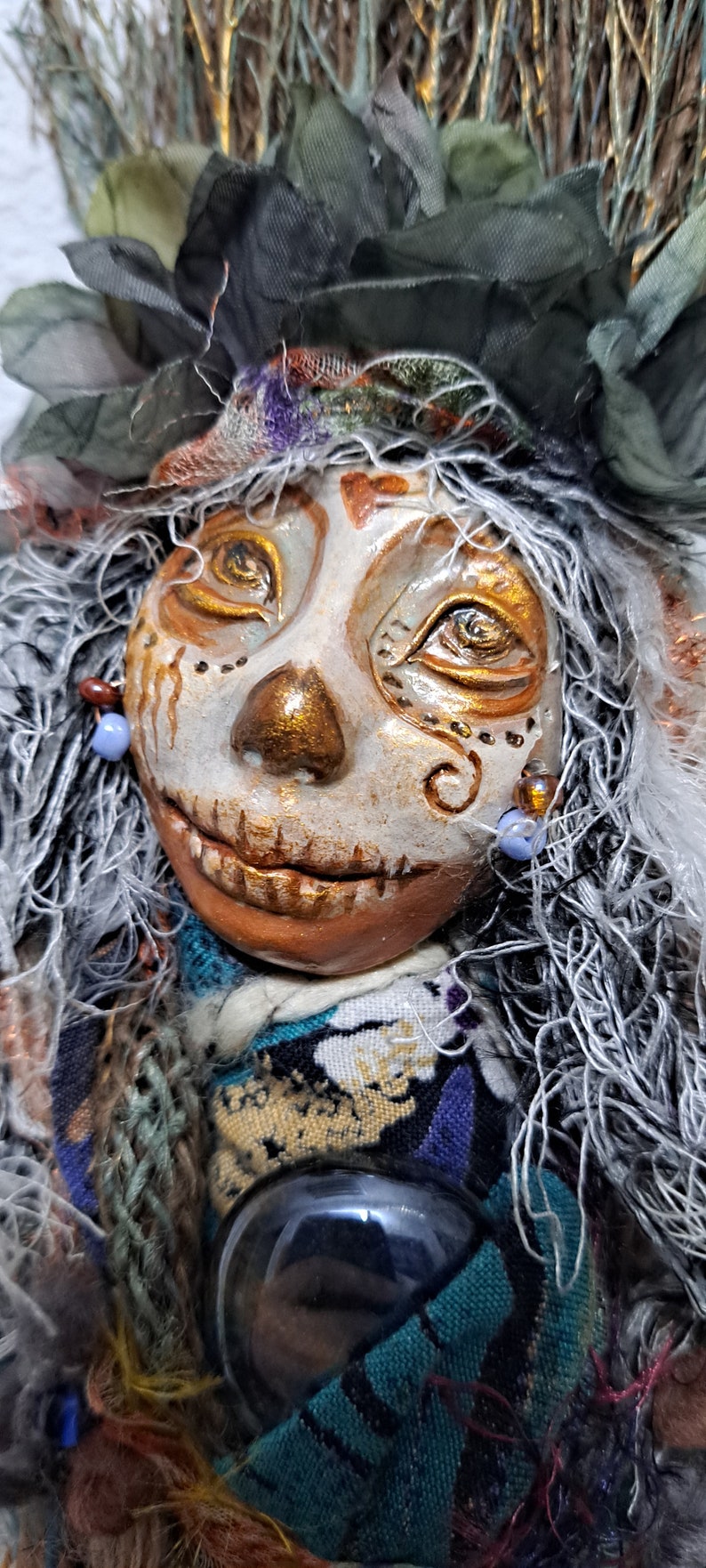 OOAK art doll, Evil eye protection. Sugar Skull image 4