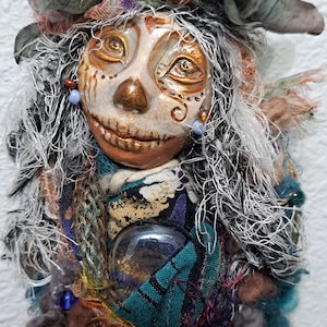 OOAK art doll, Evil eye protection. Sugar Skull image 5