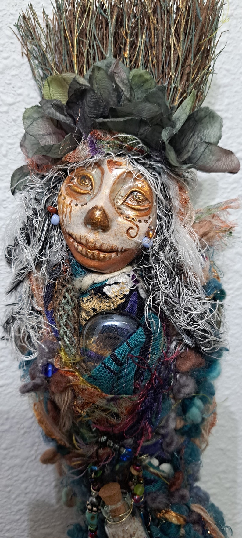 OOAK art doll, Evil eye protection. Sugar Skull image 5