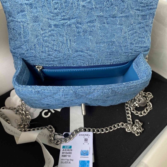 Vintage Blue Quilted Denim Mini Flap Bag - image 1