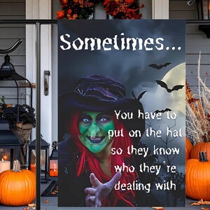 Halloween, Sometimes Witch Garden Banner, House Flag, Spooky Yard Decoration, Outdoor Sign, Yard Art for Halloween Home Decor