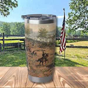 Gettysburg Battle Tumbler: Civil War Antique Print, Insulated Stainless Steel