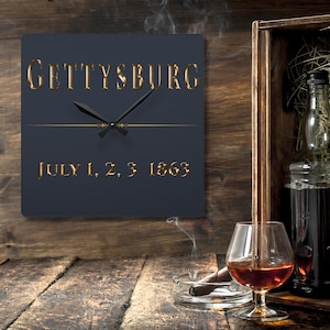 Gettysburg Civil War Wall Clock: Gray Acrylic Historical Home Decor