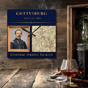 General Daniel Sickles Wall Clock: Civil War History Art