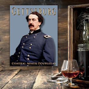 Gettysburg Collection Poster Print, Featuring GeneralAbner Doubleday, Wall Art Decor, Historical Artwork, Home Office