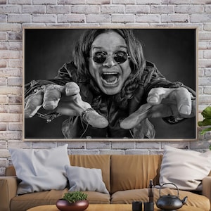 Ozzy Osbourne Poster, Black and White, Ozzy Osbourne Print, Funny Prints, Rock And Roll, Home Art, Framed Canvas