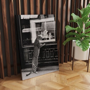 Panther in the Jewelry Shop Print, Cheetah Poster, Black and White, Vintage Photography, Fashion Print, 1950s, Wall Art