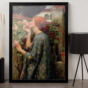 Framed Canvas, The Soul of Rose by John William Waterhouse | Pre-Raphaelite Art Print | Woman Portrait Painting | Printable Wall Art