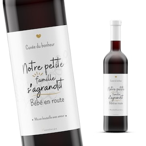 Etiquette vin annonce grossesse notre petite famille