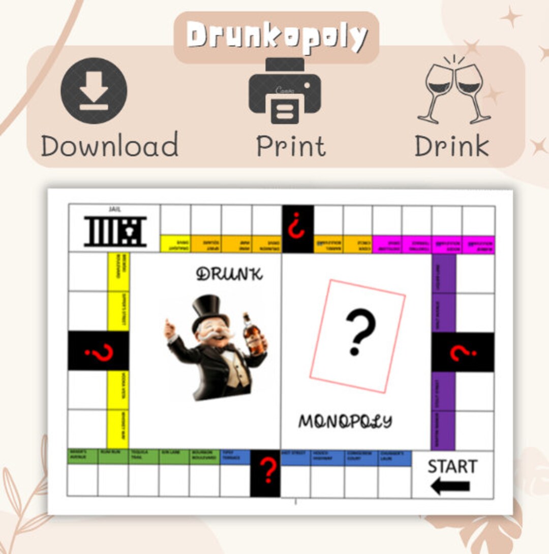 Drunkopoly Printable Drinking Game - Etsy