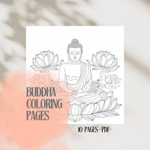 10 Buddha coloring pages ,Buddhist relaxing art activity for adults , mindfulness exercise , Buddha bundle , perfect meditation gift , pdf