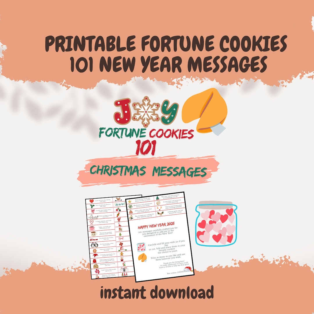Printable Christmas Fortune Cookies: 101 Festive Messages (PDF) - Etsy