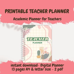 Printable Teacher Planner-Teacher Planners Template Goodnotes-All -in one Teachers Planners- Academic Planner for Teachers-Dıgıtal Download