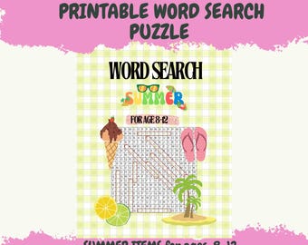 Sopa de letras de verano: juego de vocabulario imprimible (PDF)