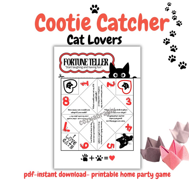 Cat Fortune Teller Game – Funny Printable Activity (PDF Download) - Etsy