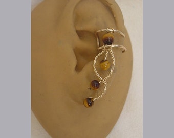 Ear Cuff Pair in Tiger's Eye in Goldfilled or Sterling Silver