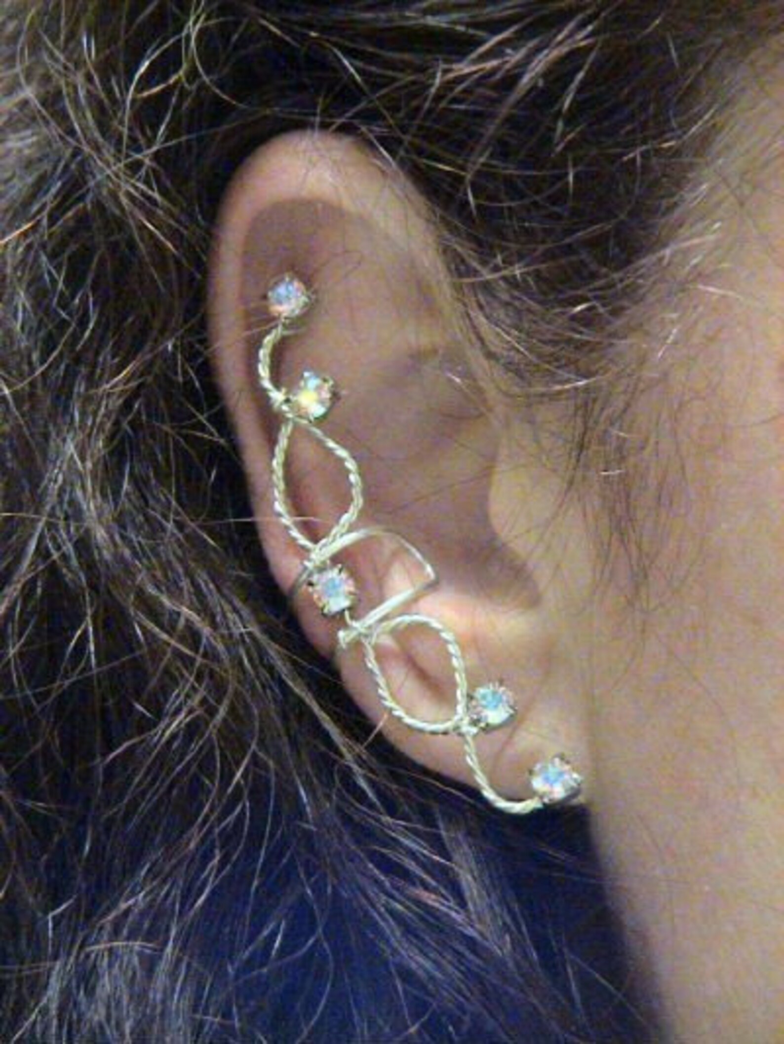 Pair of AB Crystal Rhinestone Ear Cuffs in Silverfilled Etsy