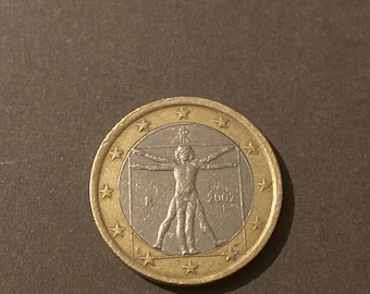 Zeldzame Italiaanse 1 euromunt Leonardo da Vinci 2002
