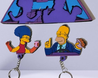 Porta llaves  Homero y Marge archivos diseño para corte laser