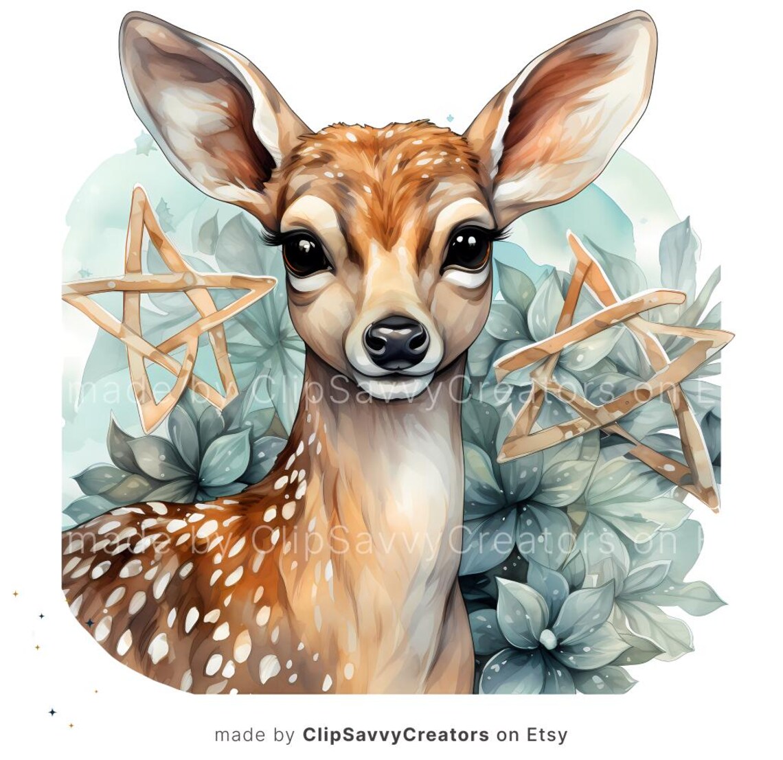 Festive Christmas Deer Clipart Set High Quality Watercolor Graphics ...
