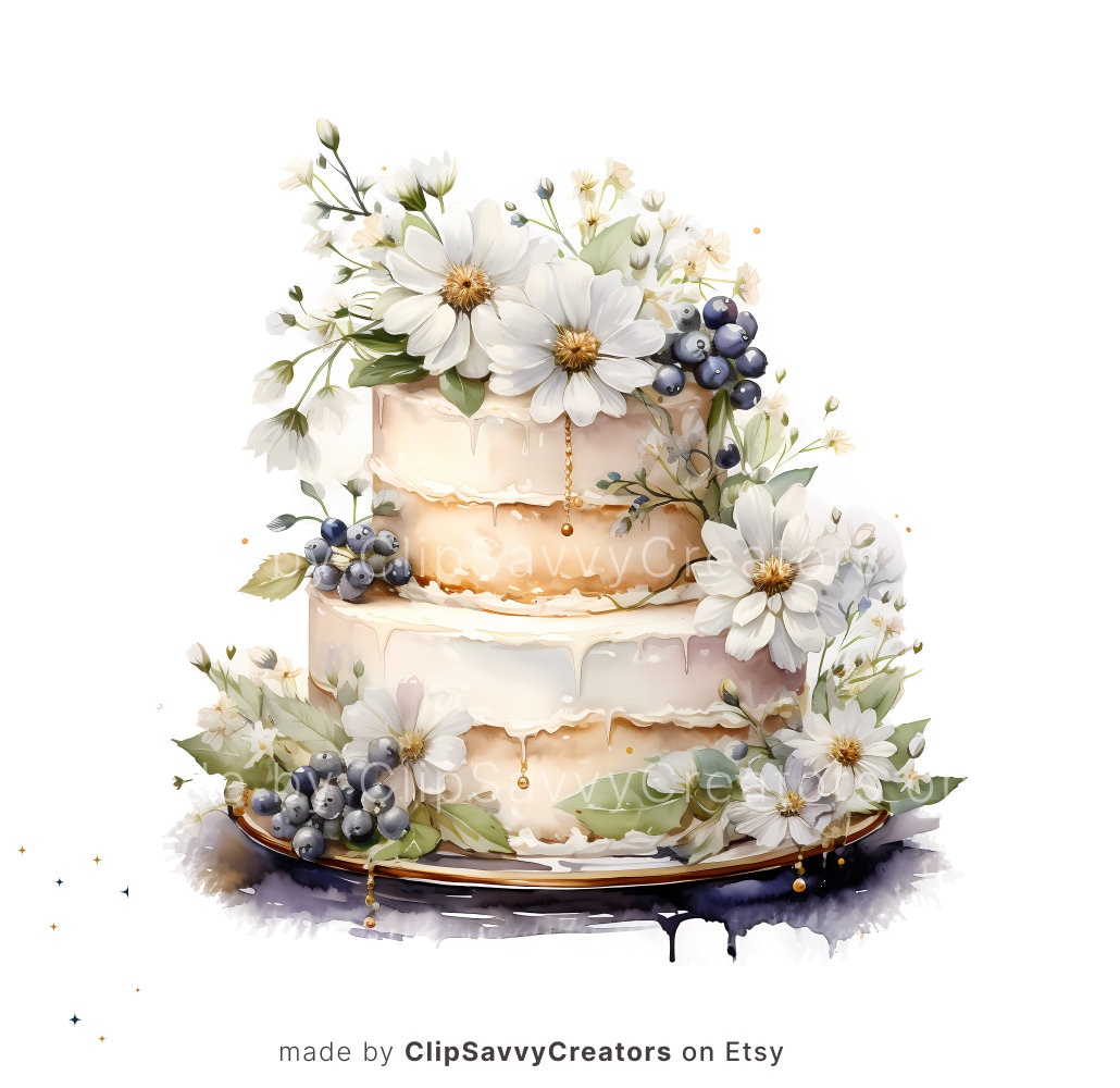 Birthday Cake Clipart Set Watercolor Design Happy Birthday Journaling ...