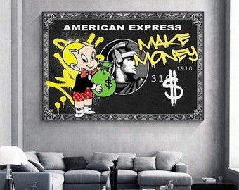 Alec Richie Rich Graffiti Monopoly Millionaire Money Street Art Canvas Print Painting Wall Picture Modern Living Room Home Decor