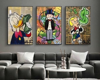 Monopoly Money Graffiti Art Canvas Painting Posters And Prints Wall Art For Living Room Home