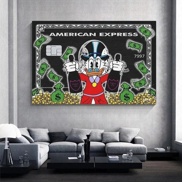 American Express Scrooge McDuck Canvas Painting Disney Graffiti Millionaire Money Street Art Posters Decor