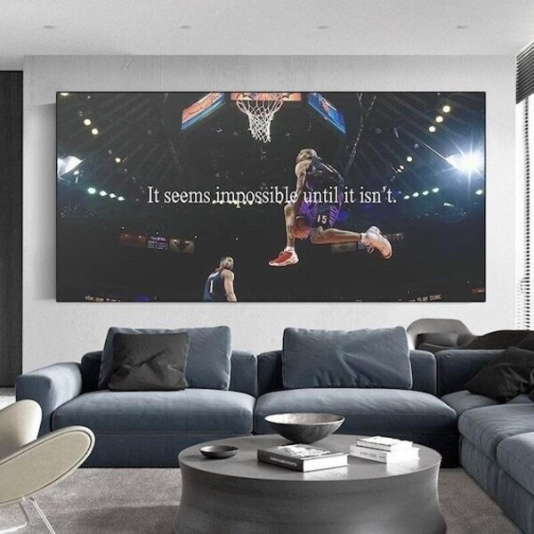 NBA x Vince Carter x Impossible Quote - Toile de basket-ball motivante - Peinture murale - Art déco