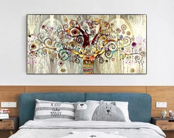 Árbol de la vida de Gustav Klimt, pinturas al óleo sobre lienzo, carteles de paisajes famosos e impresiones para el hogar moderno, Cuadros de sala de estar