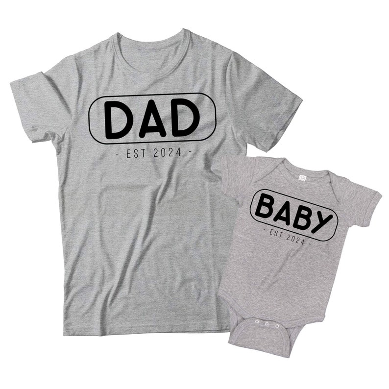 Father and Baby Matching Shirt Dad Baby Est 2024 Outfits Tshirts — free download
